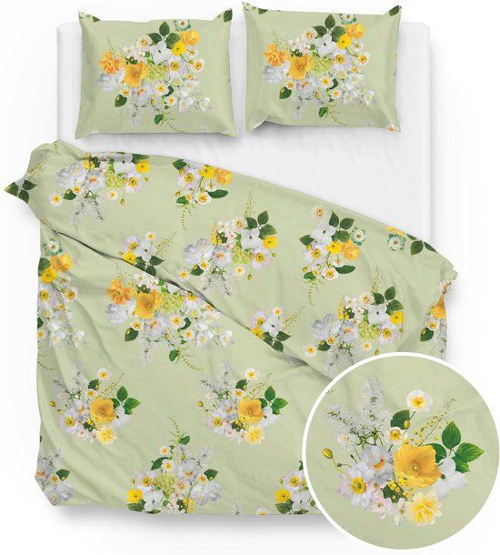 ZoHome Bente Dekbedovertrek - Tweepersoons 200x200/220 cm - Light Green - Katoensatijn
