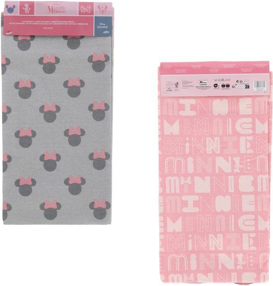 4KidsOnly Minnie Mouse Theedoeken - Set van 2 - Katoen - Multi Colour - 50 x 70 cm