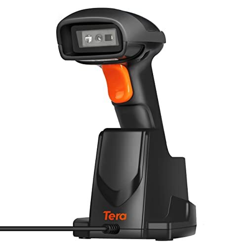 Tera [Pro-serie] 1D 2D QR draadloze streepjescodescanner 328Ft extra snelle lange transmissie, supersnelle scansnelheid, 433 mhz draadloze handheld desktopstreepjescodelezer met USB-oplaadbakstandaard