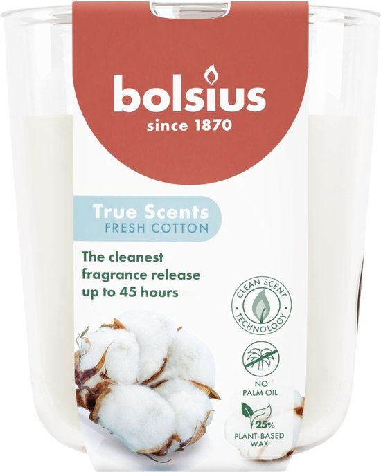 Bolsius Geurkaars True Scents Fresh Cotton - Lichtblauw - Wax