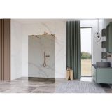Fortifura Galeria Vrijstaande Inloopdouche - 120x200cm - rookglas - antikalk - 8mm veiligheidsglas - wandsteunen - PVD - geborsteld koper