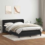 vidaXL Boxspring met matras fluweel zwart 160x210 cm