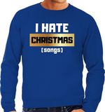Bellatio Decorations Shoppartners Bv Foute Kersttrui / sweater - I hate Christmas songs - Haat aan kerstmuziek / kerstliedjes - blauw voor heren - kerstkleding / kerst outfit L