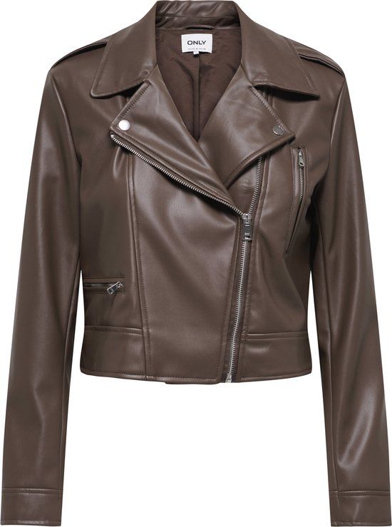 ONLY Onlcarmen Faux Leather Biker CC OTW Dames Jas Chocolate Martini XS