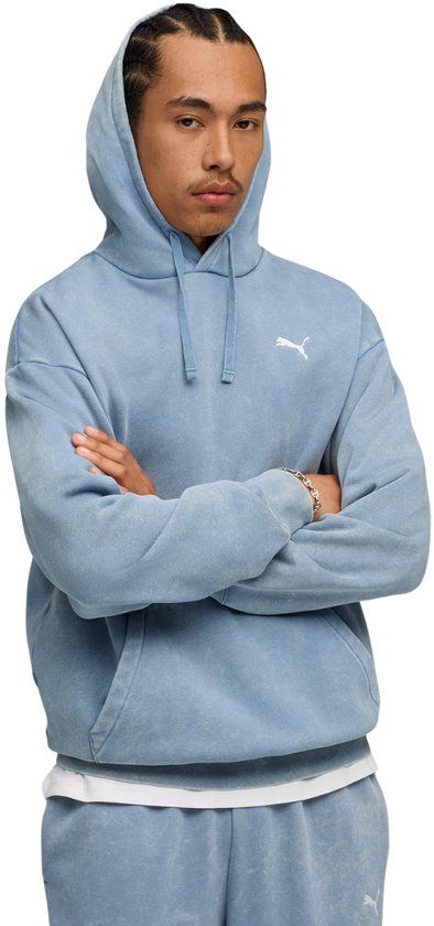 Puma Sweater Heren ESS Elevated Relaxed Wash Hoodie Blauw - Maat S