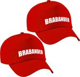 Bellatio Decorations 2x stuks Brabander cap/pet rood voor dames en heren - Carnaval baseball cap