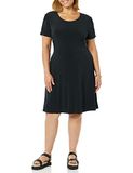 Amazon Essentials Dames Verzamelde Korte Mouwen Ronde Hals Shift Jurk