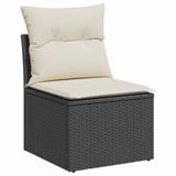 VidaXL Tuinstoel Zwart en Crèmewit Poly Rattan met Kussens