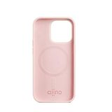 aiino Allure beschermhoes voor iPhone 15 Pro Max, vloeibare siliconen case met geïntegreerde magneet, stoot- en krasbestendig, magnetische bevestiging en uitlijning, roze