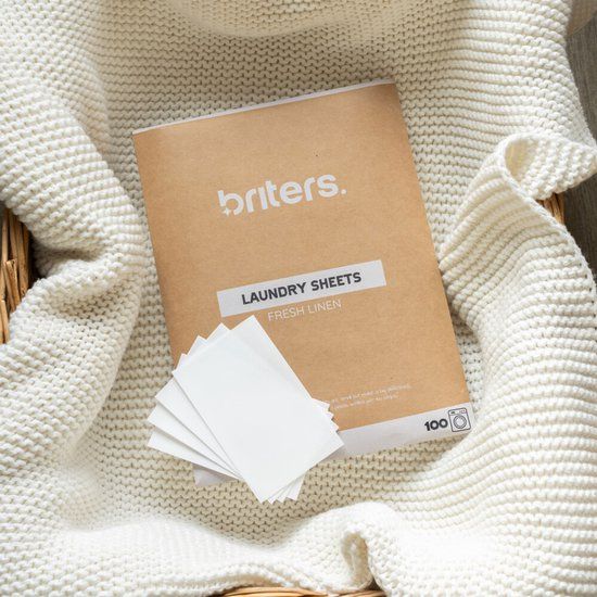 Briters Wasstrips Fresh Linen - 100 wasbeurten - Ecologische Wasmiddeldoekjes - 100% plasticvrij - Eco Wasmiddel - Wash Sheets - Duurzaam wassen