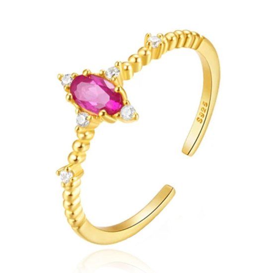 Elenza AMS Elenza Zilveren Ring met Paarse Kristal – 18K Goud plating