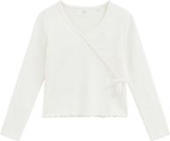 WE Fashion Meisjes T-shirt van ribstof met strikdetail