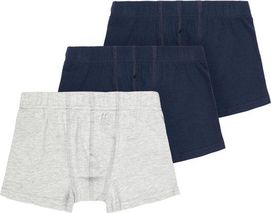 NAME IT KIDS boxershort NKMTIGHTS - set van 3 grijs melange/donkerblauw - Maat 98