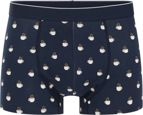 WE Fashion Heren boxershort met print, gestipt, donkerblauw, 95% Katoen, 5% Elastaan, Maat S