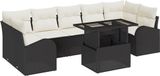 vidaXL Banc de jardin Noir Poly rattan 8 pièces