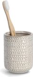 Zeller Tandenborstelhouder - Keramiek Beige - D8 x H10 cm - Structure