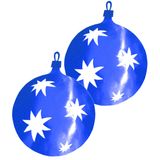 Merkloos / Sans marque Grote Kerstbal hangdecoratie van karton - 2x - blauw - Dia 40 cm - Kerstversiering - Decoraties voor grote ruimtes