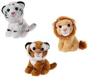 Heunec 519909 pluche dier, set, leeuw, tijger, pandabaar, bruin/zwart/wit