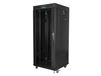 Lanberg Free Standing Rack 19inch Cabinet 27U 600x600 Glass Door LCD Flat Pack Black