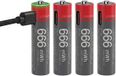 Yesido, 4x AA Batterijen Lithium 440mAh 1.5V 666mWh Oplaadbaar USB-C, Zwart / Rood