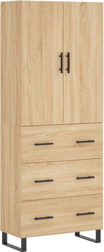 vidaXL Hoge kast Sonoma eiken 69,5x34x180 cm