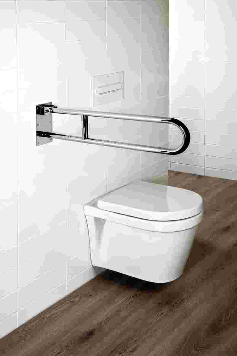 Allibert USIS toilet hendelgreep pivoterend - beugelvorm - RVS - chroom - 70 cm breed