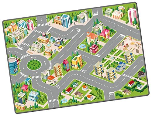 Starlux Route de Ville 801142 Speeltapijt voor kinderen, antislip, 120 x 80 cm