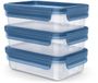 Emsa Clip & Close Eco set de récipients alimentaires, 3 pièces, 0,8 L, bleu