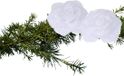 Merkloos / Sans marque Koopman International Kerstboomversiering Bloemen - 2x stuks - 9 cm - wit glitter - op clip - ornament