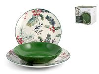 H&H 18-delige kerstservies set van steengoed - Feestgroen