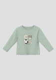 s.Oliver T-shirt pour enfants, vert sauge, taille 92, manche courte, col rond, coton, imprimé