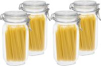 Bormioli Rocco Weckpot/inmaakpot/voorraadpot - 4x - glas - 1,5 liter - met beugelsluiting - voedsel/keuken