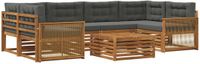 vidaXL - Hoek loungeset - 6 zitplekken - Natuurlijk en antraciet - Acacia hout