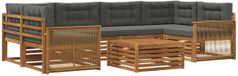 vidaXL - Salon d'angle - 6 places assises - Naturel et anthracite - Bois d'acacia