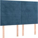 vidaXL Hoofdbord Donkerblauw Fluweel 144x5x118/128 cm