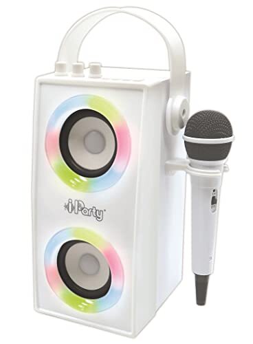 Lexibook Iparty® witte draagbare Bluetooth®-luidspreker met microfoon en geweldige lichteffecten