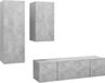 vidaXL meuble TV 4 pièces bois de manguier gris béton