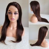 Frazimashop Braziliaanse Remy Dames Pruik - 24 inch - Lichtbruin #4 - 100% Human Hair - Body Wave - 13x4 Lace Front