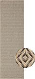 the carpet Kansas – Robuust In- & Outdoor Vloerkleed – Weerbestendig & Slijtvast – Ruitpatroon – Naturel – 60 x 180 cm