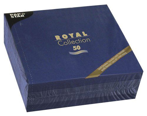 Papstar Royal Collection 11605 Servetten/Tissueservetten donkerblauw 40 x 40 cm, 1/4 gevouwen, goed geschikt voor huishouden, horeca of feesten, FSC-certificaat, #11605, 1 x 50 stuks
