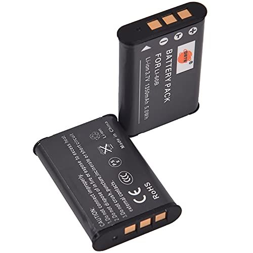 DSTE Electron DSTE 2PCS LI-60B Li-Ion batterij compatibel met Olympus FE-370, Optio L50, M60, S1,V20, W60, W80
