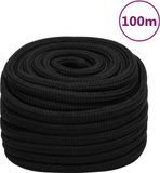 vidaXL Werktouw 20 mm 100 m polyester zwart