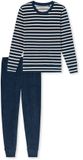 SCHIESSER dames Cotton Essentials Pyjama lang - nachtblauw gestreept