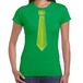 Bellatio Decorations Verkleed t-shirt voor dames - stropdas groen - groen - carnaval - foute party S