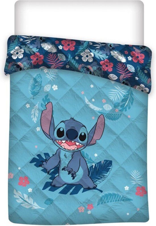 4KidsOnly Disney Lilo & Stitch Sprei Flowers - Eenpersoons - 140 x 200 cm - Polyester