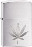Zippo Hemp Leaf Zilver Metaal Gas Aansteker