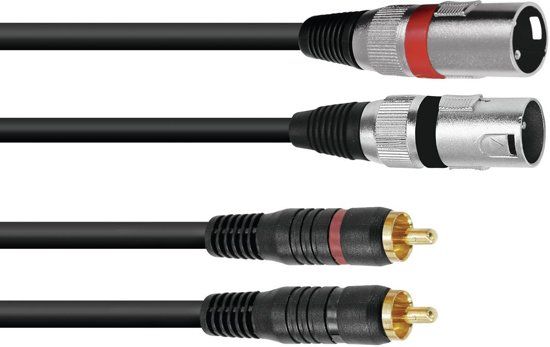 Omnitronic Adapterkabel 2xXLR M / 2xRCA 1.5m Zwart