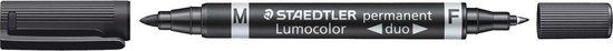 Staedtler Lumocolor Duo Permanent Marker - 0.6mm + 1.5mm - Black
