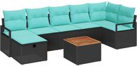 vidaXL Tuinbank Set 2-zits Zwart Polyrattan