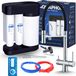 Aquaphor Morion Robinet de cuisine 3 voies avec douchette extractible, bec pivotant à 360°, mitigeur chromé pour eau filtrée